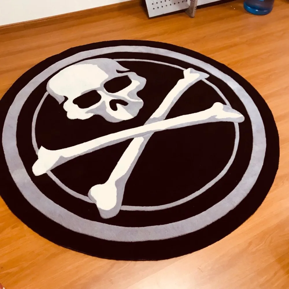 

acrylic skull Round carpet trend personality black and white living room sofa bed bedroom fashion custom rug fitting room mat