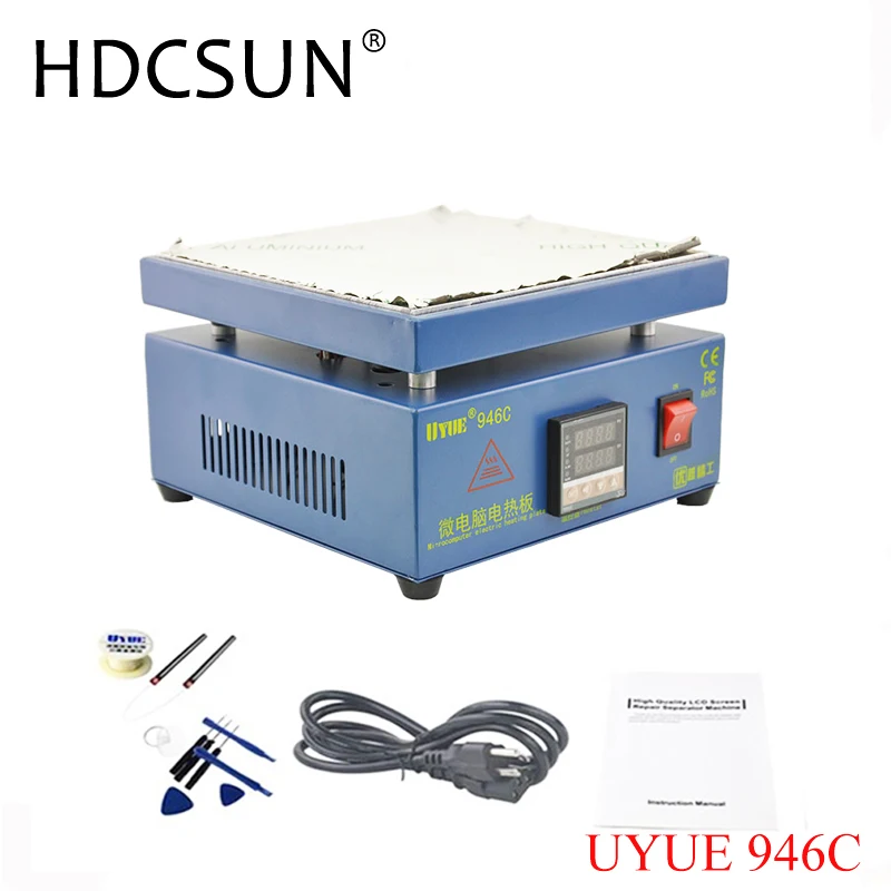 Heating Station 200x200mm LED Microcomputer Electric Heating Plate Preheating Station 110/220V AC 800W Hot Plate PCB Preheat Oven for Soldering Station Welder US