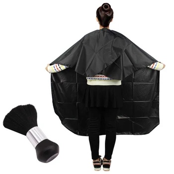 

New Professional 1PC Hair Salon Cape +1PC Neck Duster, Black Head Hairdressing Cape For Adult, Hair Cutting Cape Salon Tool J75