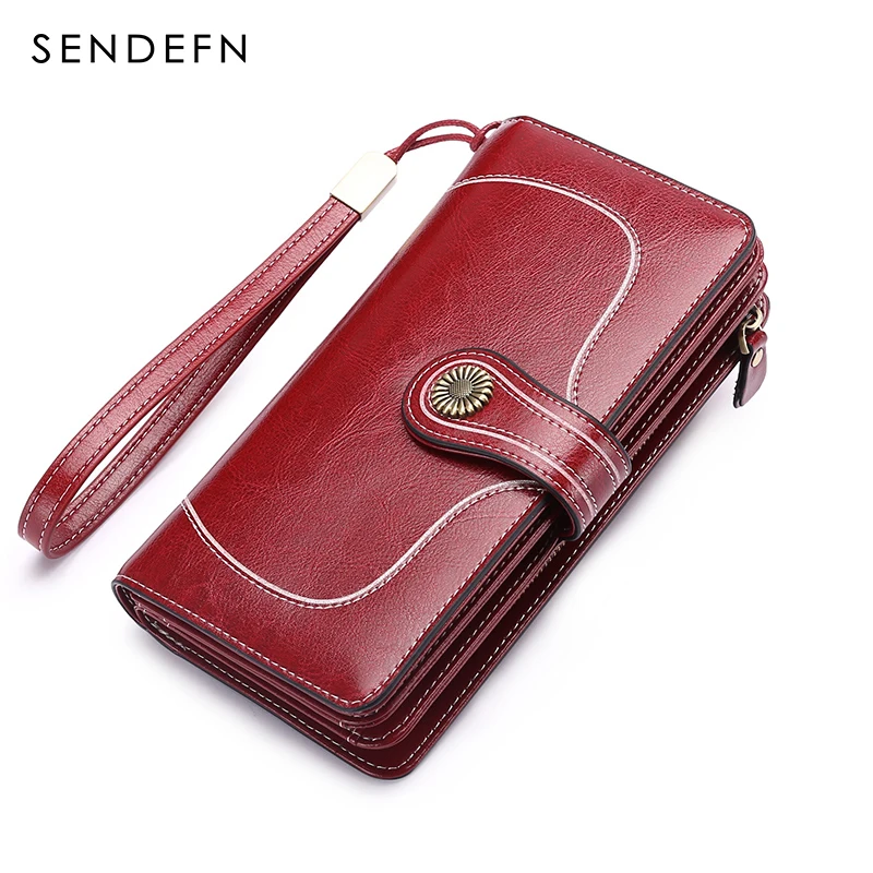 Large Capacity Split Leather Card Holder Quality Wallet Long Women Wallet Zipper Clutch Casual Zipper Retro Purse Women