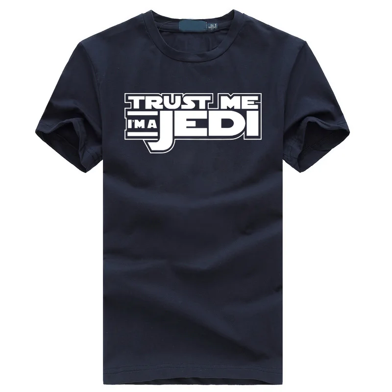 Летняя забавная уличная черная футболка в стиле хип-хоп homme STAR WAR Trust Me I'm a Jedi, Мужская футболка, модная брендовая одежда для фитнеса - Цвет: dark blue