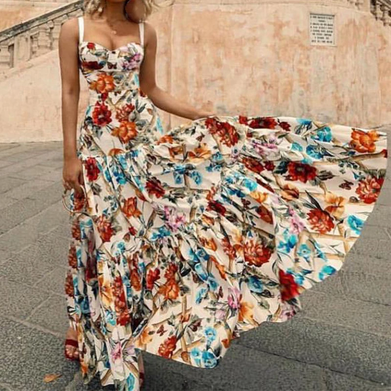 

Womens Dress Ladies Party Summer Long A Line Fashion Beach Swing Sexy Clothing