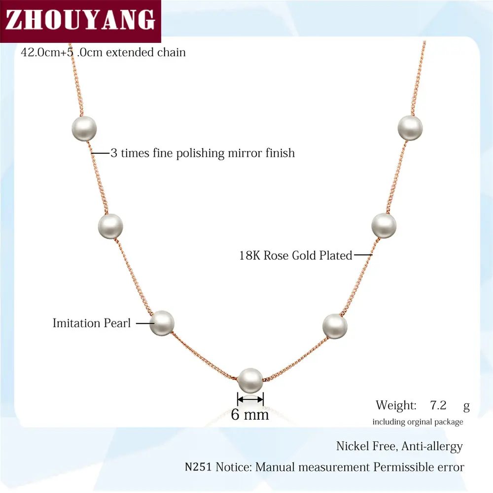 Высокое качество леди имитация жемчуга розовое золото цвет ожерелье в виде цепи, ювелирные изделия ZYN251 ZYN461 ZYN589