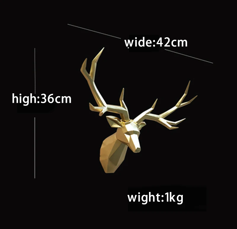 3D голова антилопы абстрактная скульптура Европейский Стиль Домашний подвесной Декор Гостиная Украшение стены олень из полимера статуи голов - Цвет: Gold-S