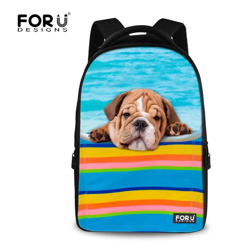 Kawaii 3D Animal Pug Dog Printing School Backpack Teenager Girls Women Travel Backpacks Children Student Laptop