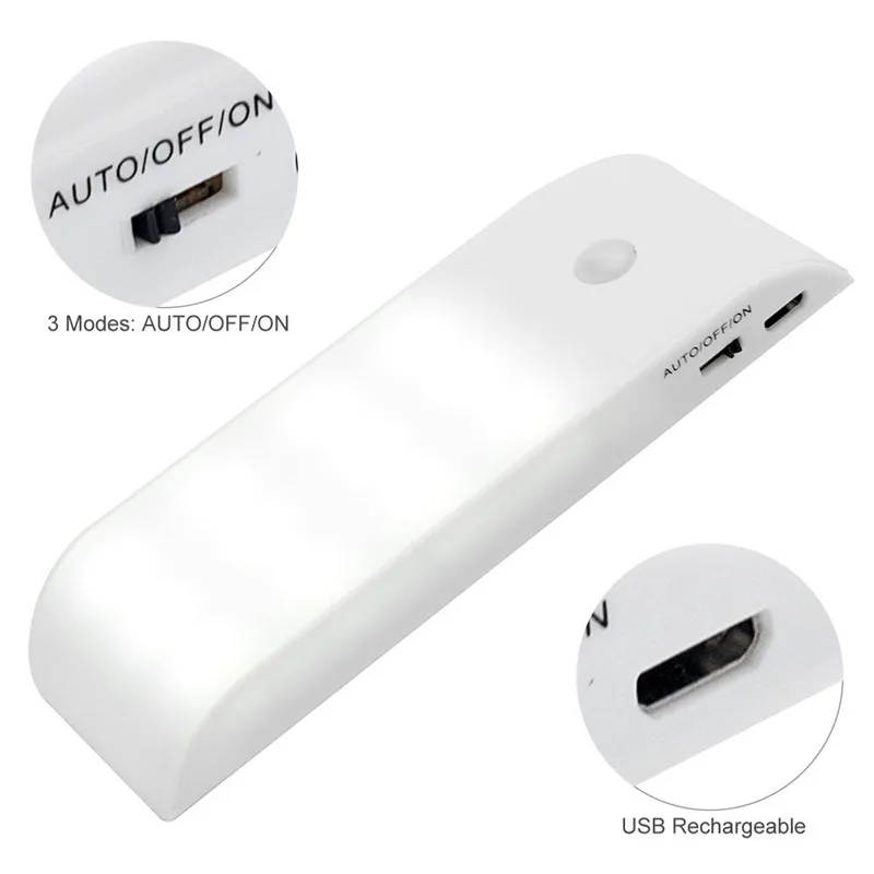  USB Rechargeable PIR Motion Sensor Night Light Wireless 12 LED Under Cabinet Closet Wardrobe Night  - 32830988149