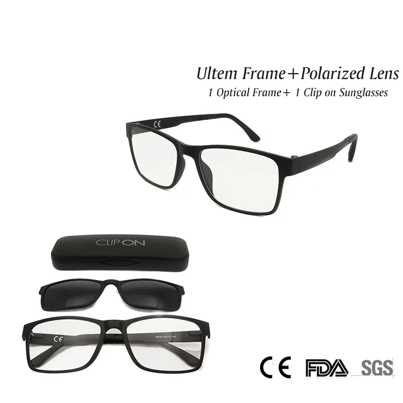 Nov magnetni posnetek za očala na sončnih očala polariziranih leč Ultem okvirji očal za ženske moški uniseks v jasnih modnih lečah UV400 senca
