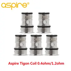 5 шт./лот оригинальный Aspire Tigon катушка 0.4ohm DTL катушка и 1.2ohm MTL подходит для Nic salit Vape аксессуары для Aspire Tigon танк