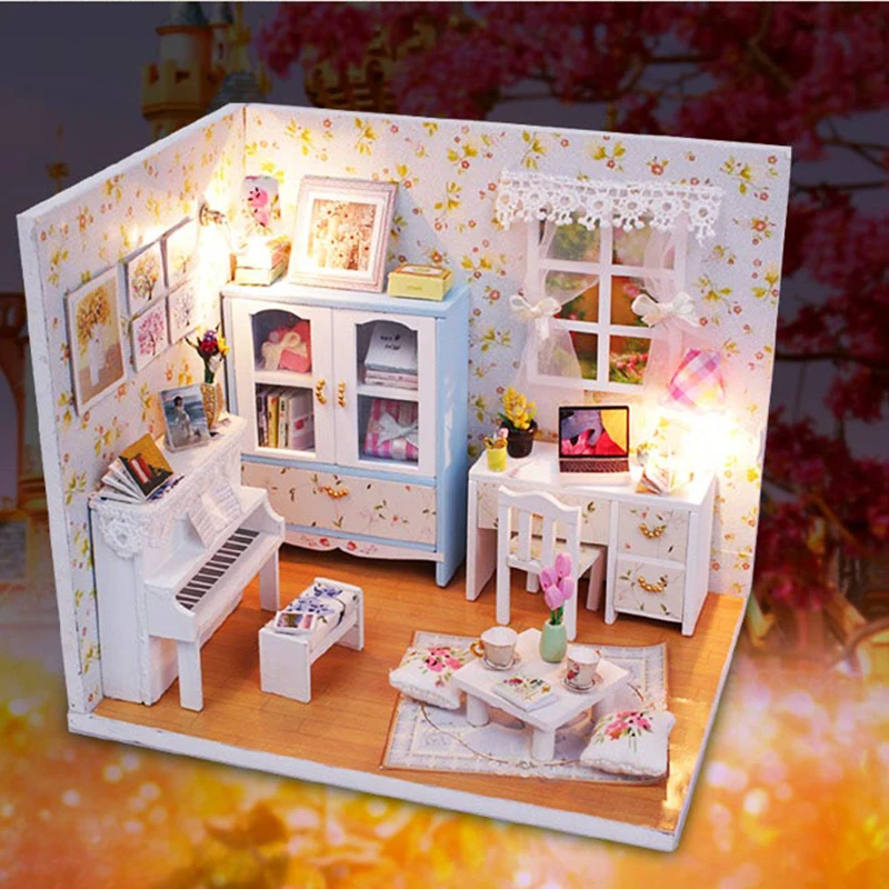 الفتيات DIY تجميع بيت الدمية دمية منازل مصغرة دمية مجموعة اثاث عدة لعب للأطفال هدية الكريسماس