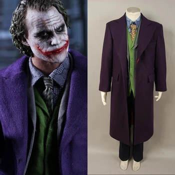

Batman The Dark Knight costume Joker cosplay Wool Or Gabardine Purple Long Trench Coats Only Halloween Carnival Costume Men