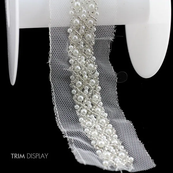 Beaded Pearls Lace Fabric Ribbon White Trim Braided Lique Venise Beaded Pearls Lace Fabric Ribbon White Trim Braided Lique Venise Embellishment Craft Sewing Supplies Wedding Dress