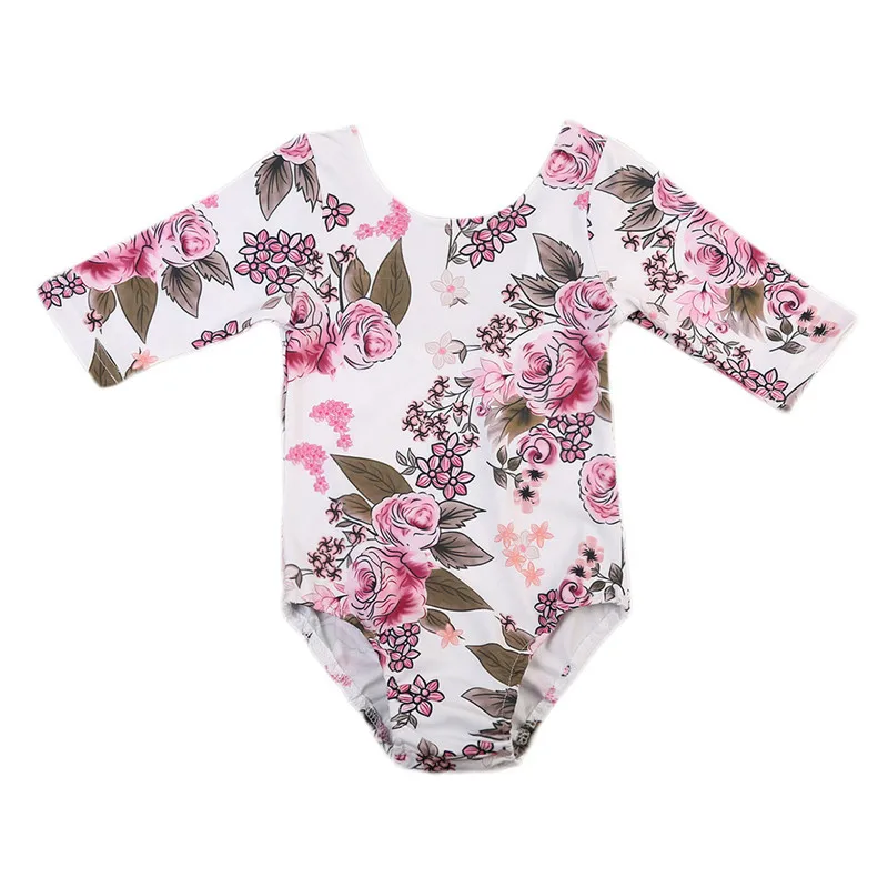 

Hot Wholesale Girl Clothes Bodysuit One Piece Toddler Kid Baby Girl Floral Long Sleeve Backless Jumpsuit Bodysuit Playsuit0-4T