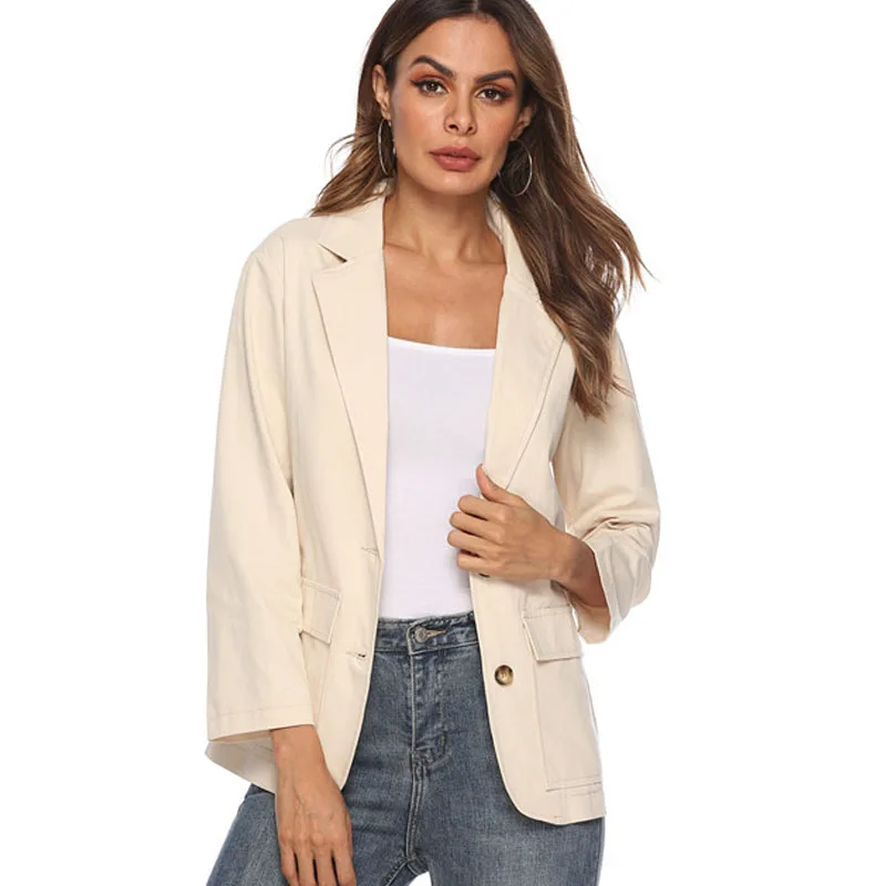 

Spring 2019 Blazer Women Notched Single-Breasted Buttons Slim Long Sleeve Cardigan Jacket Coat Outwear Women Clothing C91692