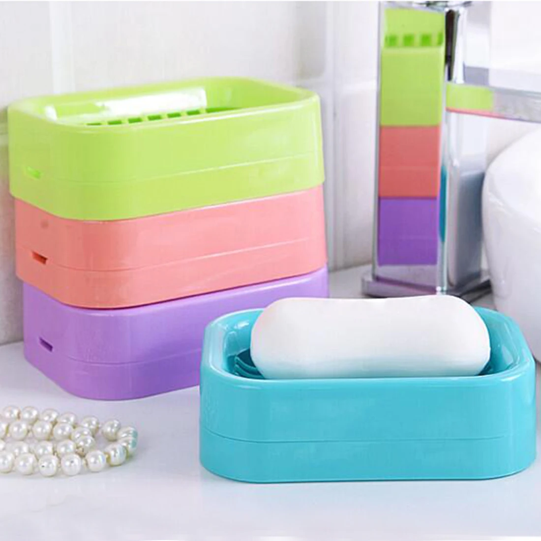 Beautiful Floor price 1Pc Double Layer Plastic Drainage Soap Box Holder Non-slip Dish Draining Tool Bathroom Accessories Beautiful Floor price 1Pc Double Layer Plastic Drainage Soap Box Holder Non-slip Dish Draining Tool Bathroom Accessories