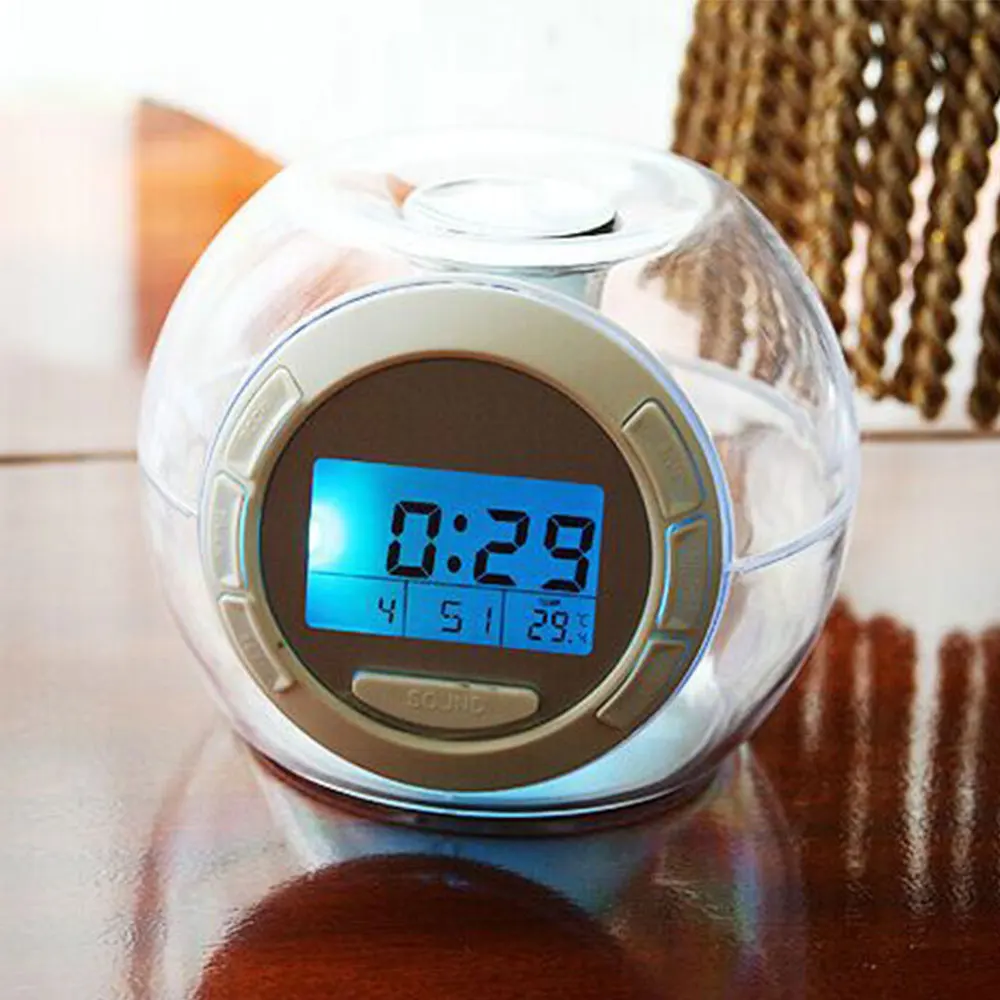 

7 Colors Change LED Alarm Clock Digital Time Snooze Light Thermometer Calendar