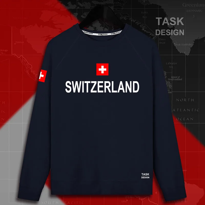 Swiss Confederation Switzerland CHE CH Confoederatio Helvetica мужские пуловеры с капюшоном, толстовки, Мужская толстовка, тонкая новая уличная одежда - Цвет: roundneck-navy