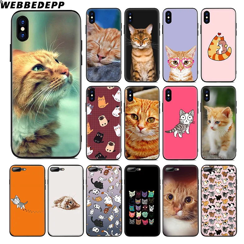 WEBBEDEPP Fat Orange Cats Soft Silicone Case for Apple iPhone 11 Pro Xr Xs Max X or 10 8 7 6 6S Plus 5 5S SE TPU |