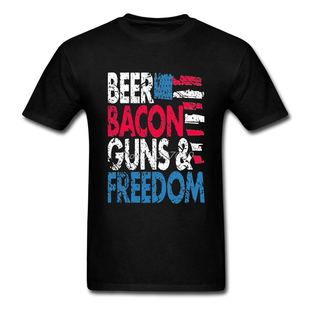 Beer Bacon Guns and Freedom T Shirt Plus Size Short Sleeve Custom Mens