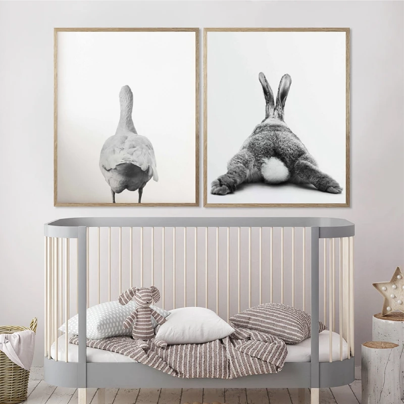 Rabbit Tail Goose Bunny Prints Farmhouse Nursery Wall Art Decor Animal Canvas Painting Funny Bathroom Decor Pictures No Frame Painting Calligraphy Aliexpress