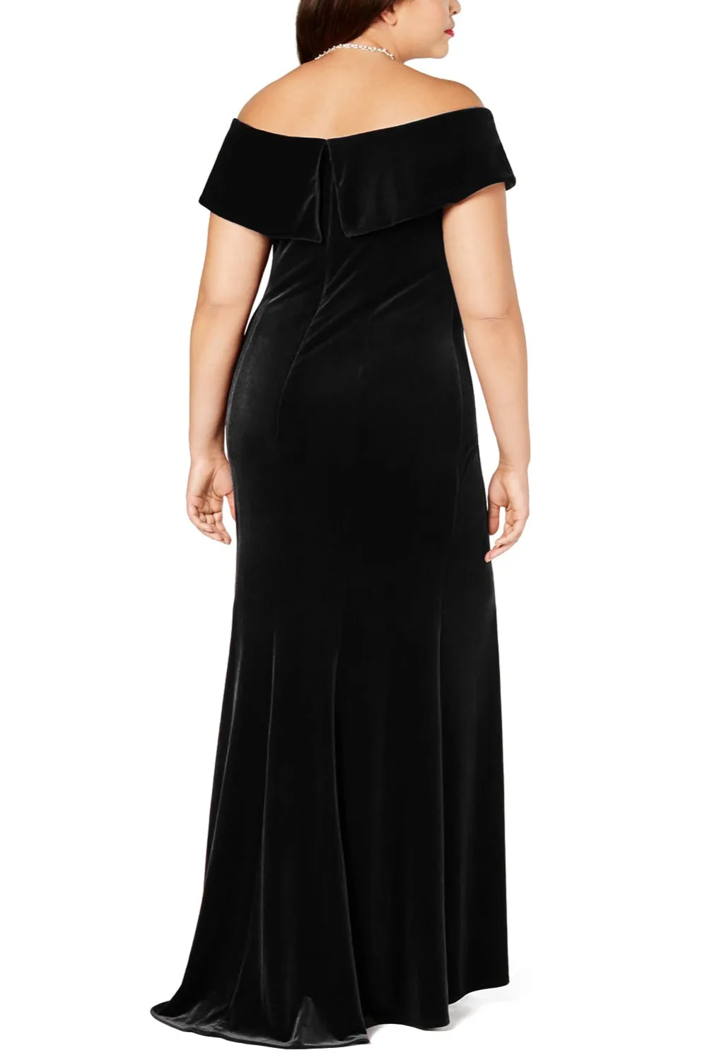 Black-Plus-Size-Off-The-Shoulder-Velvet-Gown-LC610575-2-2