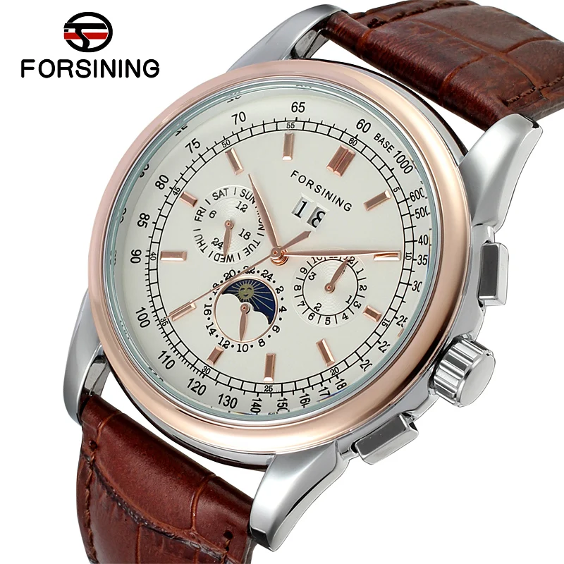 FSG319M3T1 New Automatic men dress wrist watch with moon phase brown