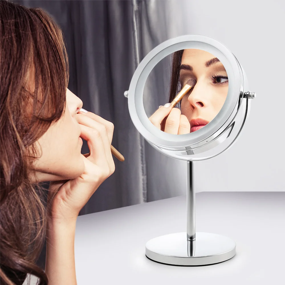 5X Magnifying Makeup Cosmetic LED Touch Mirror Light Beauty Rotating Countertop Mirror for Women Makeup Tool