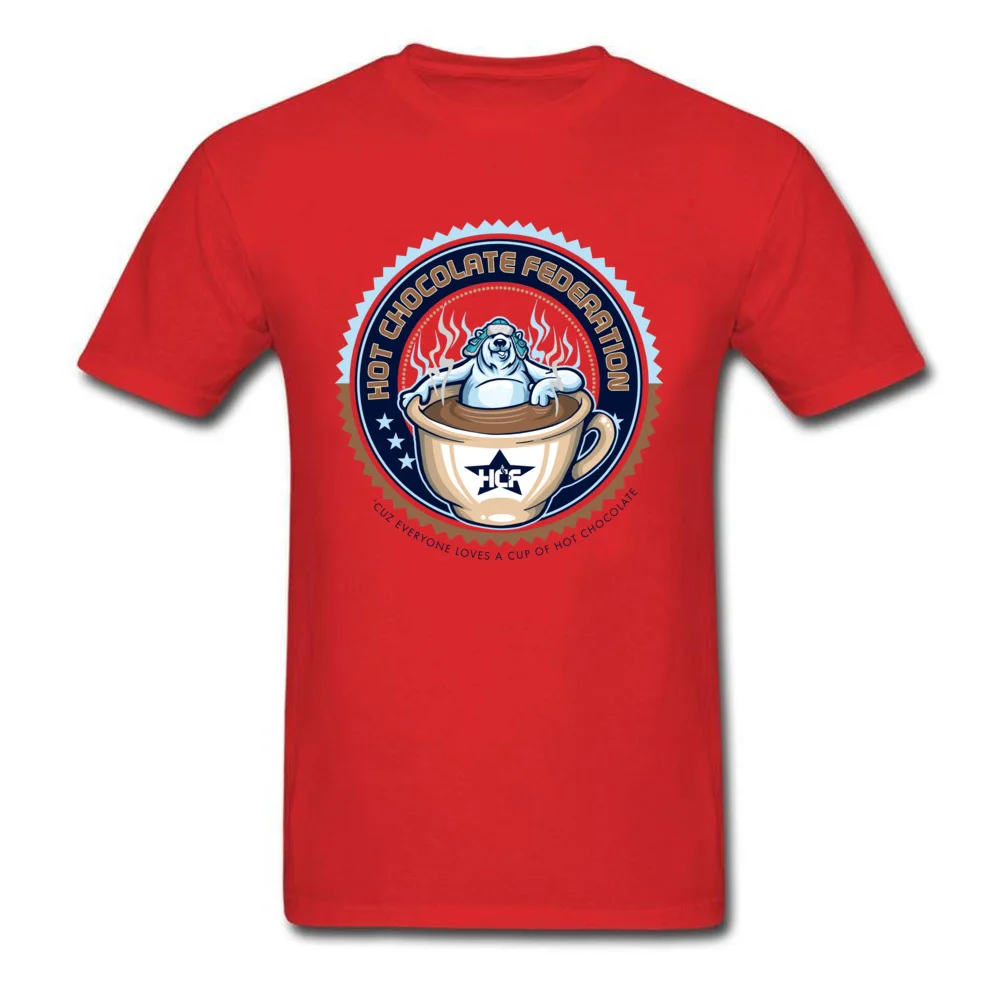 HOT CHOCOLATE FEDERATION Cotton T-shirts for Male Short Sleeve Tops T Shirt On Sale Summer Crew Neck Tops Shirts Fashionable HOT CHOCOLATE FEDERATION red