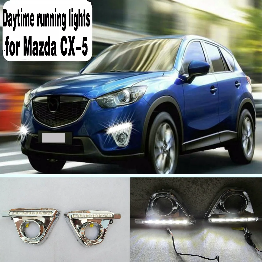 

Dimmable Style Relay 12v CAR LED DRL Daytime Running Light Fog Lamp with Hole for MAZDA cx-5 cx5 2012-2016