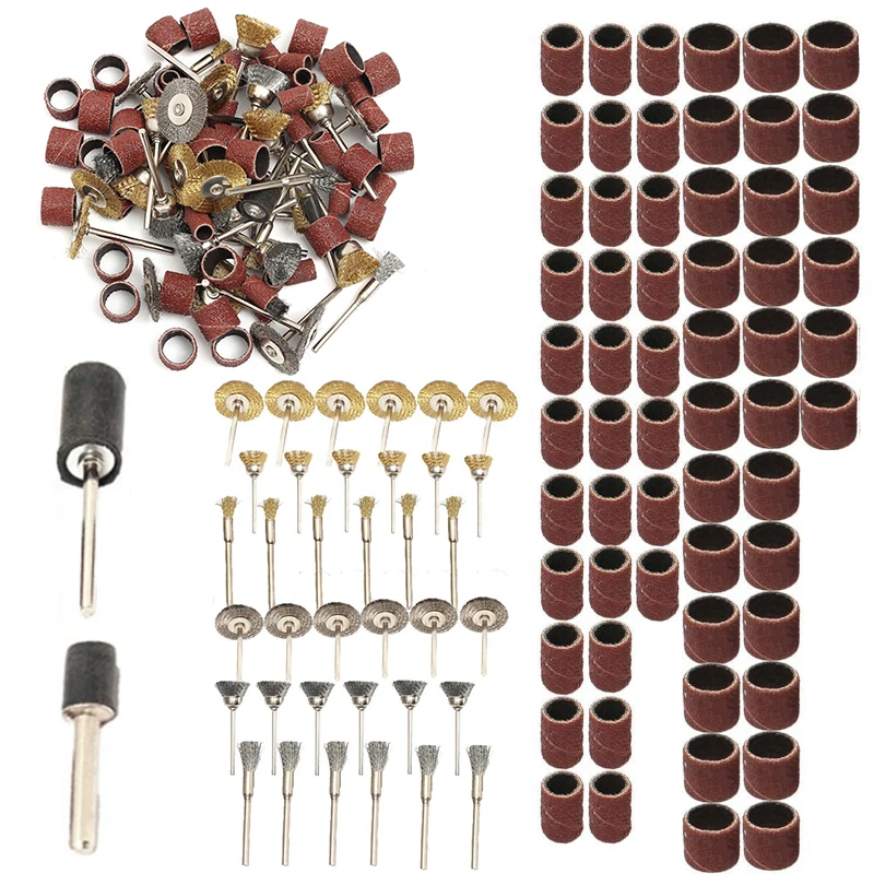 98pcs/set  Brass Steel Wire Brushes Polishing Wheels Sand Drum kit for Rotary Tool