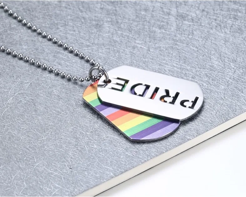 Титана стали любителей геев ЛГБТ кулон ювелирные изделия ожерелье Радуга, фестиваль Прайд аксессуары