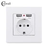 Coswall Dual USB Charging Port 5V 2.1A LED Indicator 16A Wall EU Power Socket Outlet PC Panel Grey Gray Black White Gold ► Photo 1/6