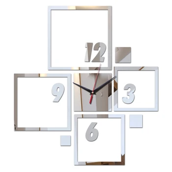 

New hot single needle diy mirror acrylic material wall stickers Europe style wall quartz clocks home decor wall watches