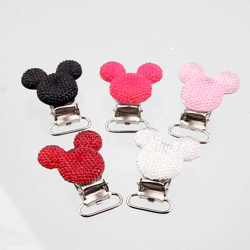 5Pcs Resin mouse Shape Baby Pacifier Clips Metal Holders Infant Soother Clasps Accessories Diy