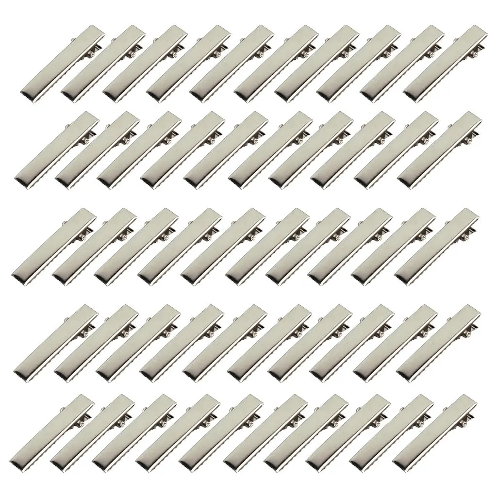 

50pcs Mini Crocodile Clips for Hair DIY - Silver