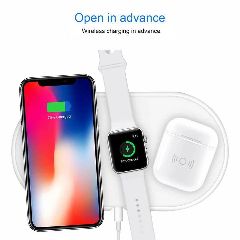 Ascromy беспроводной зарядный чехол, защитный чехол для Apple Airpods Airpower, зарядная коробка, Qi Стандартный адаптер зарядного устройства