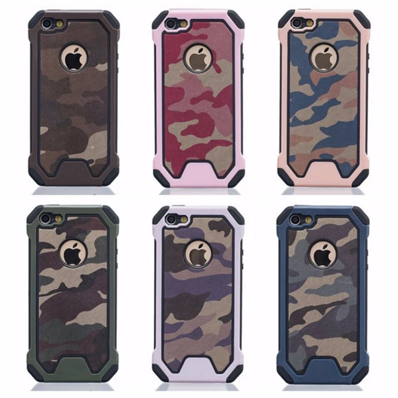 Portefeuille For Apple iPhone 6 6S Camouflage Defender Case Hard Soft Silicone Cover For iPhone 7 Plus 5 5S SE Coque Accessories (7)