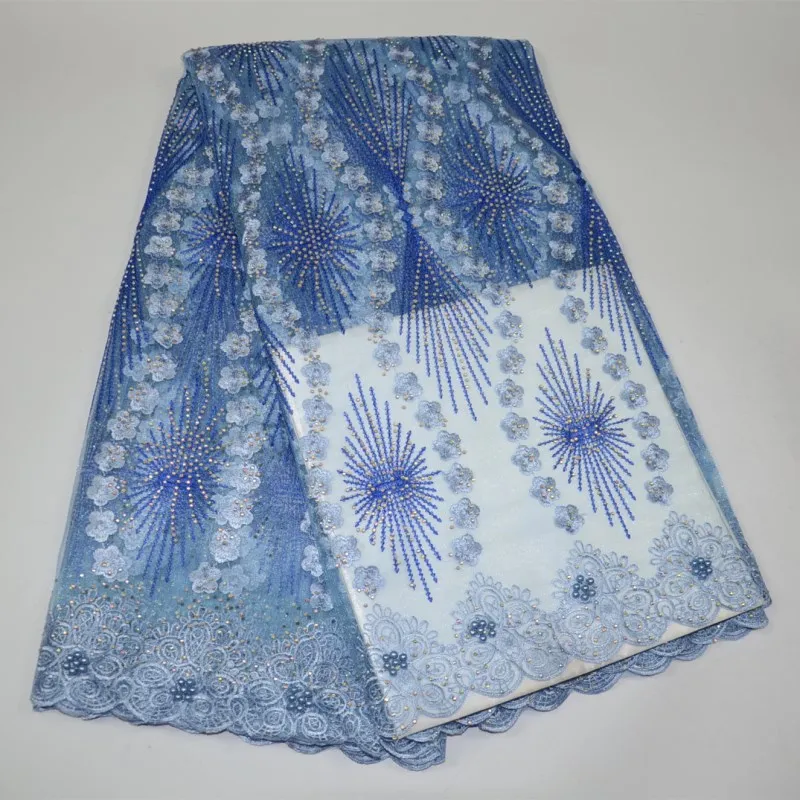 

Best Selling African Lace Fabric sky blue Nigerian French lace Fabric 2018 High Quality New arrived for women wedding/ dress-30