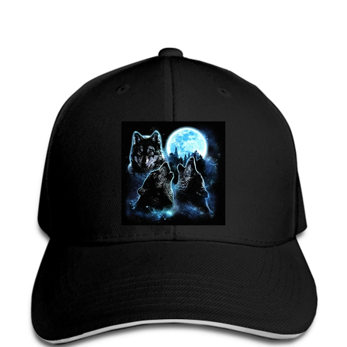 

Baseball cap 2018 Fashion men cap bioshick cap Three Wolves Howling Under Icy Full Moon Gray Wolf