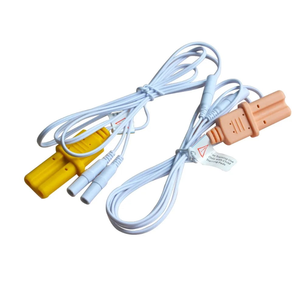 2 шт. электродный кабель провод для XFT 120C+ тренажер для оказания первой помощи Подключите тренажер для оказания первой помощи и AED патчи розовый оранжевый