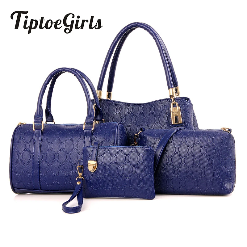 

Fashion Portable PU Bag Child Package Four Sets Handbags Tide Simple Shoulder Embossed Diagonal Package Bag