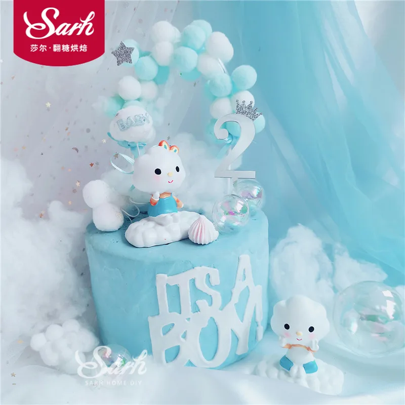 

Cloud Rainbow Babies Cake Toppers Blue Arch Decoration Children's Day Happy Birthday Party Decorations For Baking Lovely Gifts