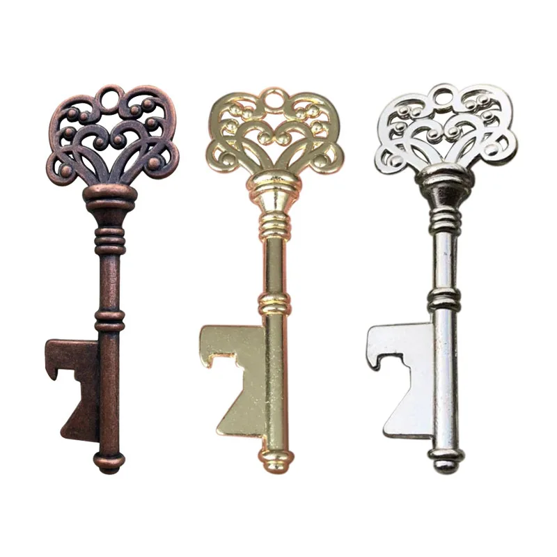 

4 colors Keychain Opener Ancient Copper Key Beer Bottle Opener Creative Wedding Gift Party Bar Tool
