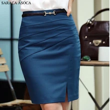 Весна, лето, Осень, модные рабочие юбки, Женская однотонная приталенная прямая юбка для девочек