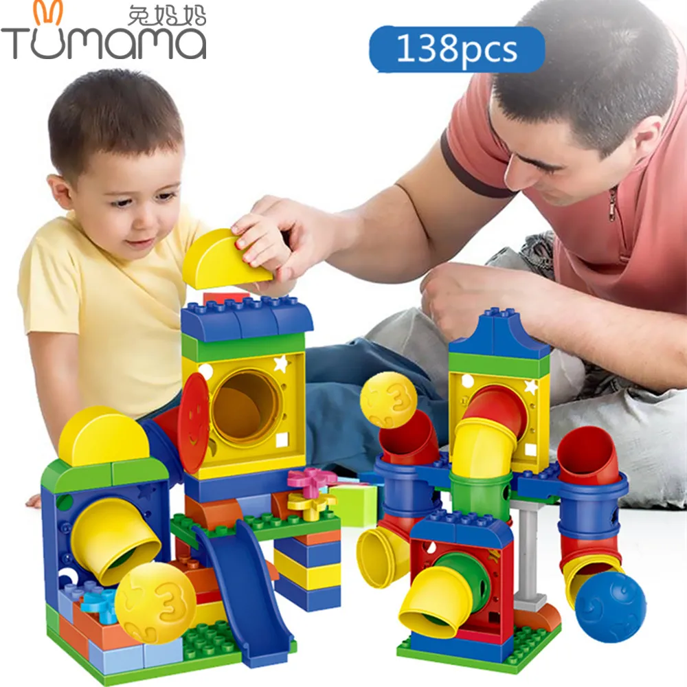 

Tumama 138Pcs Pipeline Toy Big Size Building Blocks Playground DIY Bricks Toys Educational Large Blocks Compatible Legoed Duplo
