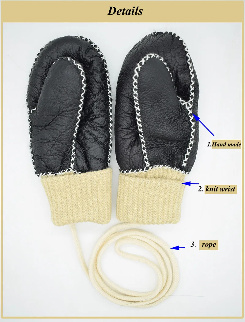 child sheepskin gloves details