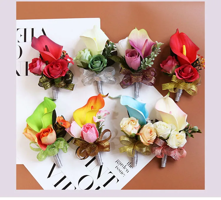 wedding corsage groom flower boutonniere cuff bracelets bridesmaid (1)