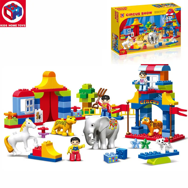

Kid's Home Toy Circus Show Animals Paradise Model Large Particles Building Blocks 110PCS Large Size Bricks Toy For Children