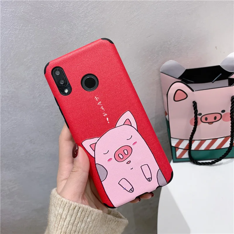 

Coque for Huawei Mate 20 Pro Case Silk Texture Cute Pig Patterened Cases for Huawei P20 Pro Nova 3 3i 3e 2S Fitted Cases Cover