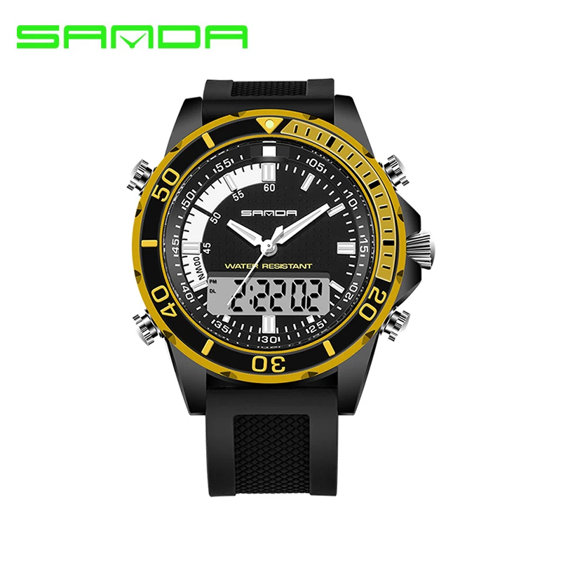 

SANDA Fashion Men Sports Watches Waterproof Digital Watches Man Outdoor Casual Watches Noctilucent LED Calendar Stop Watch Clock