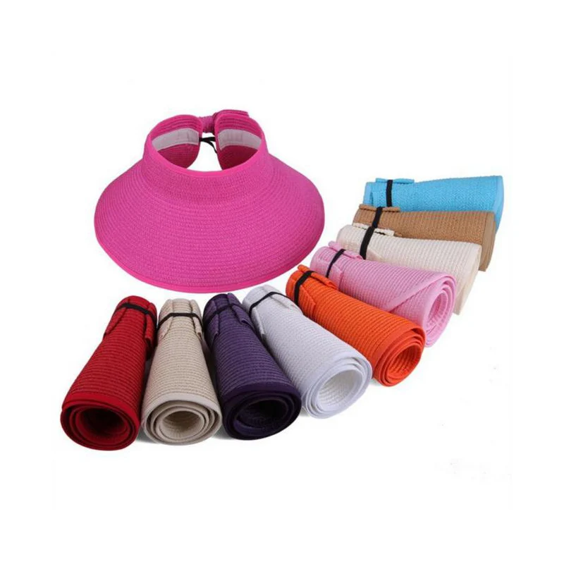 

2017 Sunscreen Summer Women's Foldable Wide Large Brim Beach Sun Hat Straw Beach Cap Parent child caps 9 Colors